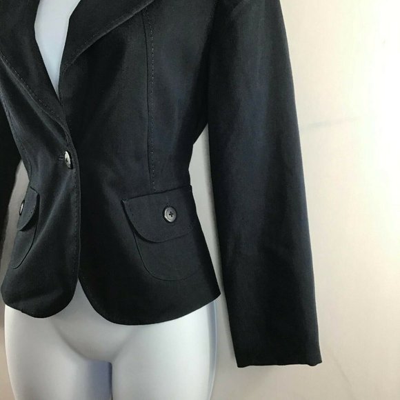 Essentials By ABS Womens One Button Suit Jacket Notch Collar Casual Black Size S - Picture 4 of 8